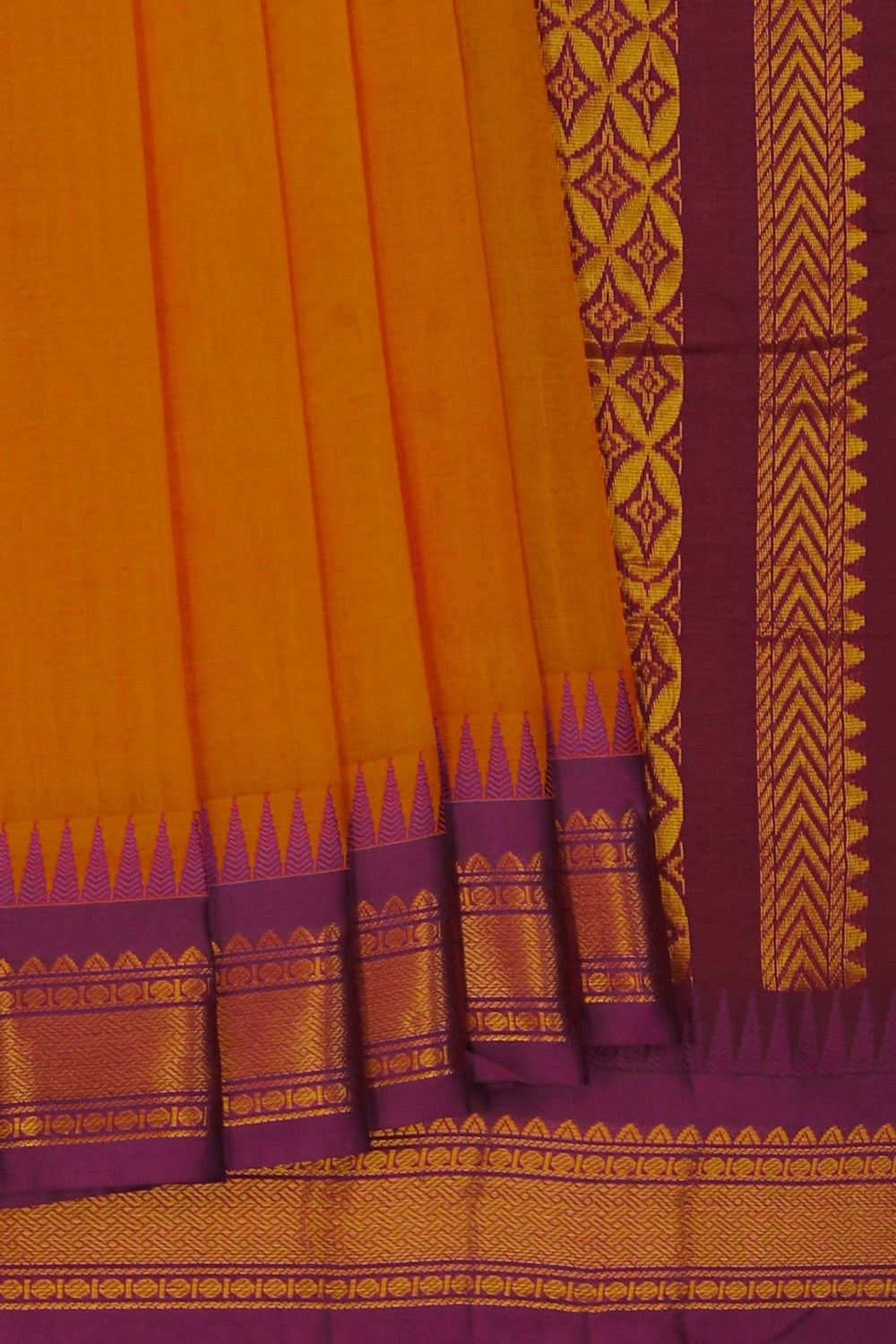Image of Gadwal Cotton Orange Saree